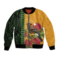 Personalized Hawaii Akohekohe Ohia Lehua Bomber Jacket Crested Honeycreeper Kakau Hawaiian Pattern LT14 Unisex Orange - Polynesian Pride