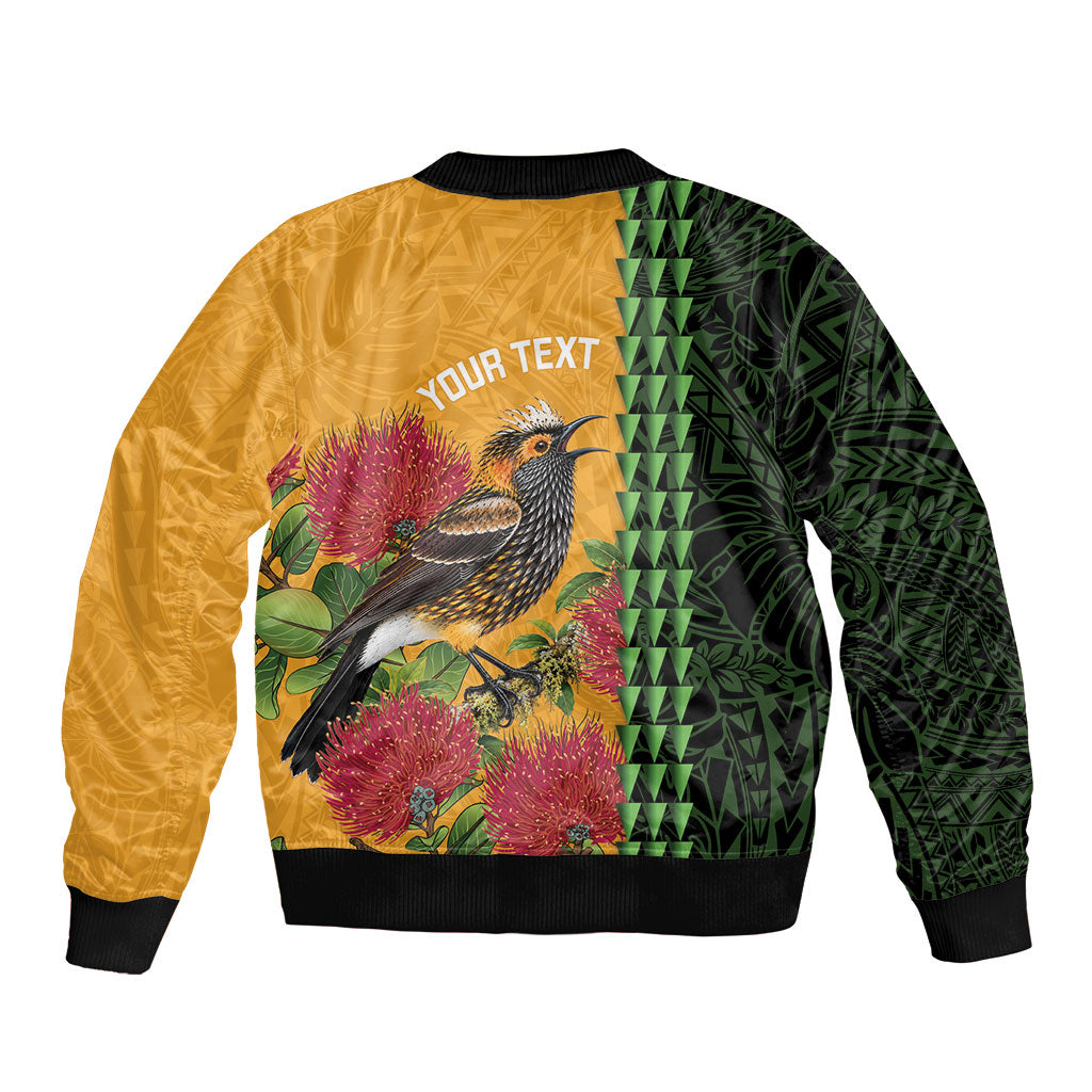 Personalized Hawaii Akohekohe Ohia Lehua Bomber Jacket Crested Honeycreeper Kakau Hawaiian Pattern LT14 - Polynesian Pride