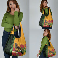 Personalized Hawaii Akohekohe Ohia Lehua Grocery Bag Crested Honeycreeper Kakau Hawaiian Pattern LT14 - Polynesian Pride