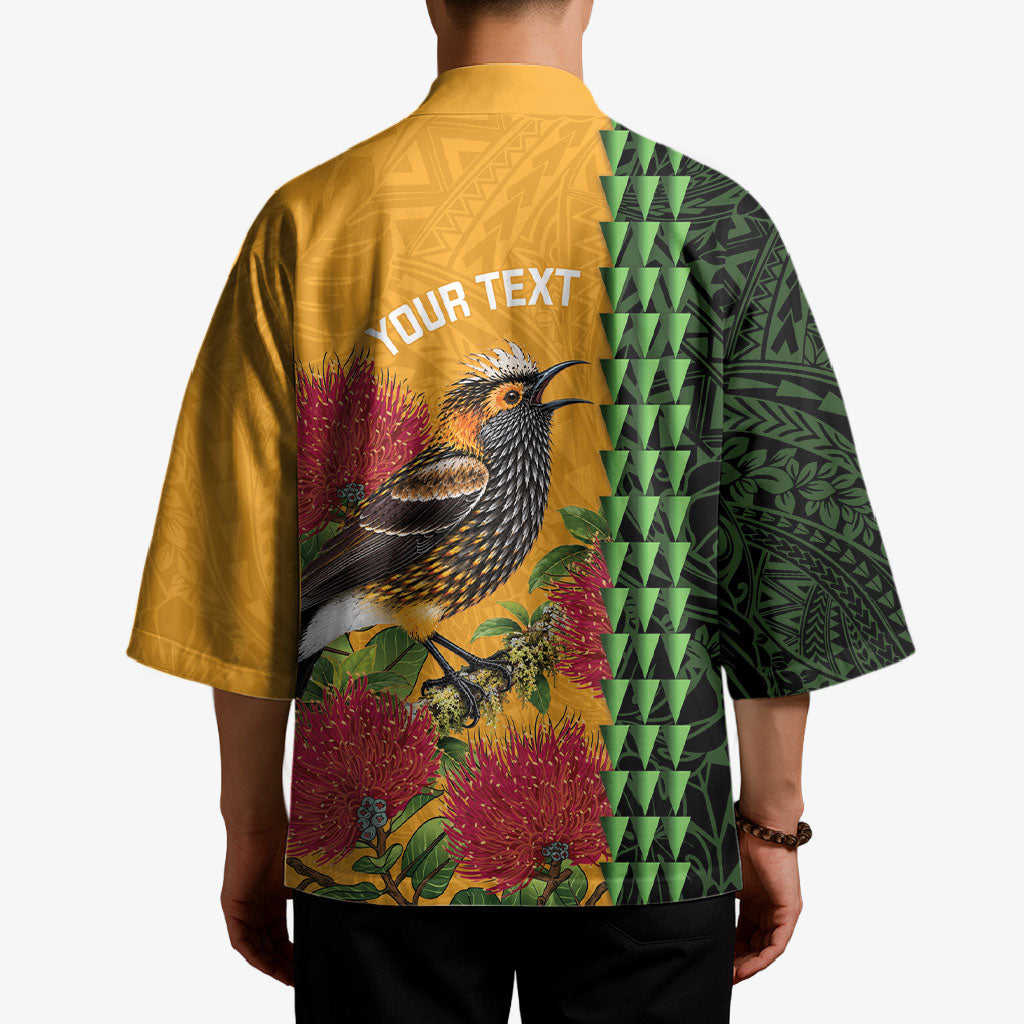 Personalized Hawaii Akohekohe Ohia Lehua Kimono Crested Honeycreeper Kakau Hawaiian Pattern LT14 - Polynesian Pride