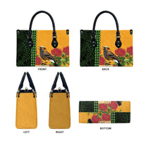Personalized Hawaii Akohekohe Ohia Lehua Leather Bag Crested Honeycreeper Kakau Hawaiian Pattern LT14 - Polynesian Pride