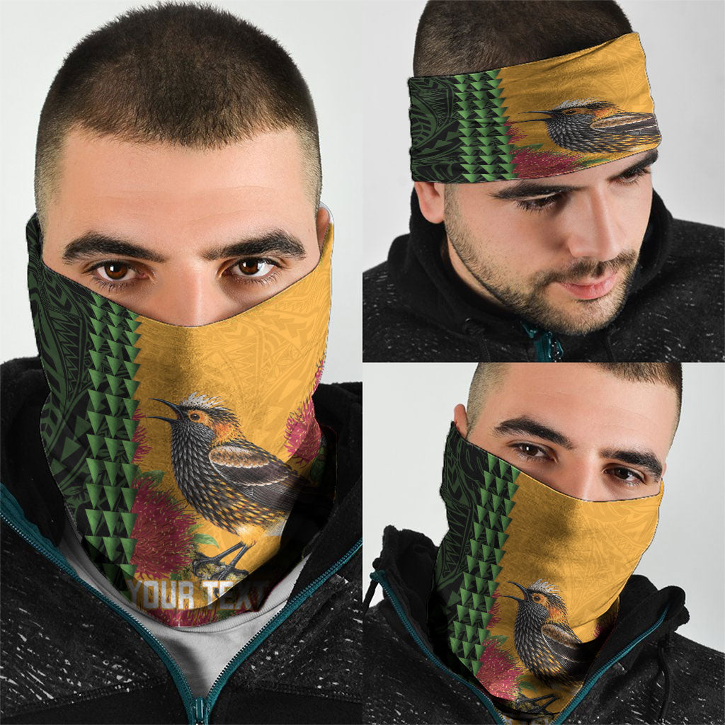 Personalized Hawaii Akohekohe Ohia Lehua Neck Gaiter Crested Honeycreeper Kakau Hawaiian Pattern LT14 - Polynesian Pride