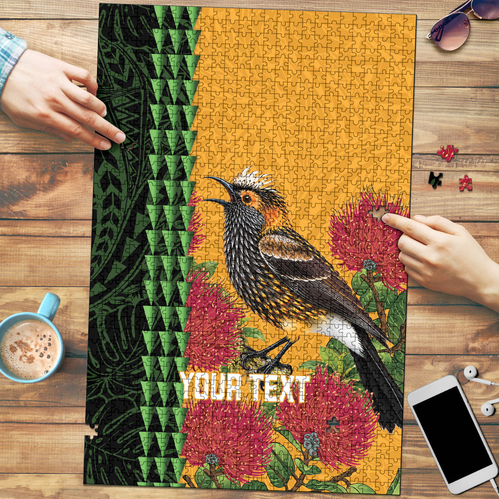 Personalized Hawaii Akohekohe Ohia Lehua Puzzle Crested Honeycreeper Kakau Hawaiian Pattern