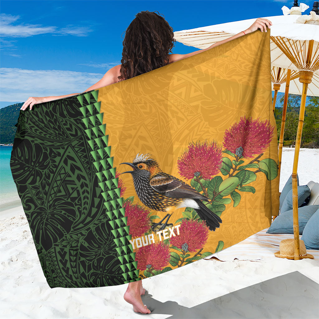 Personalized Hawaii Akohekohe Ohia Lehua Sarong Crested Honeycreeper Kakau Hawaiian Pattern
