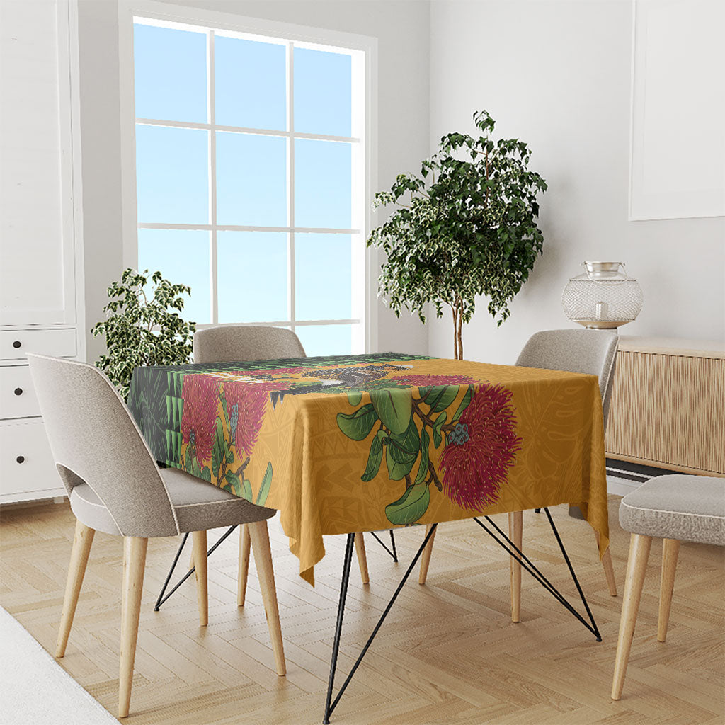 Personalized Hawaii Akohekohe Ohia Lehua Tablecloth Crested Honeycreeper Kakau Hawaiian Pattern LT14 - Polynesian Pride