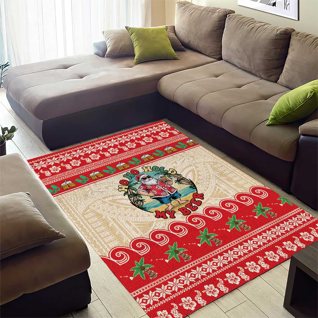 Mele Kalikimaka Hawaii Area Rug Funny Beer-Loving Santa Hawaiian Tropical - Polynesian Pride