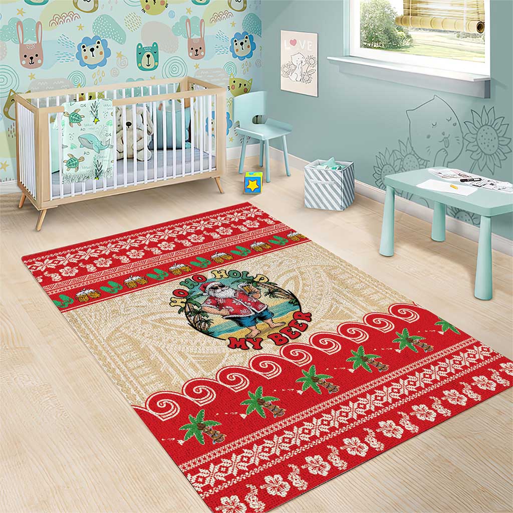 Mele Kalikimaka Hawaii Area Rug Funny Beer-Loving Santa Hawaiian Tropical - Polynesian Pride