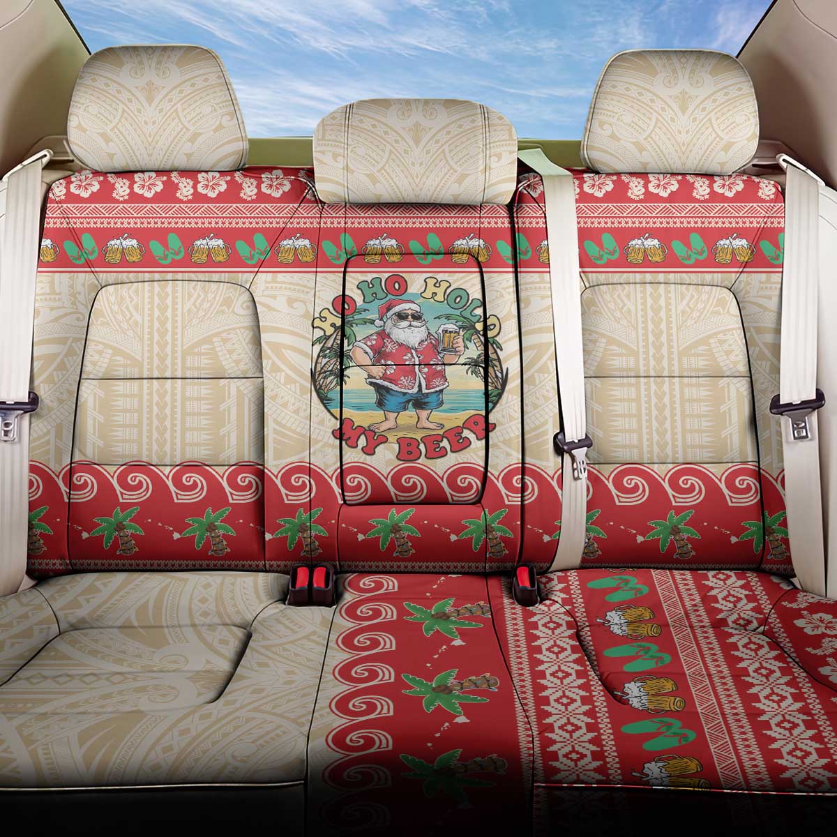 Mele Kalikimaka Hawaii Back Car Seat Cover Funny Beer-Loving Santa Hawaiian Tropical - Polynesian Pride