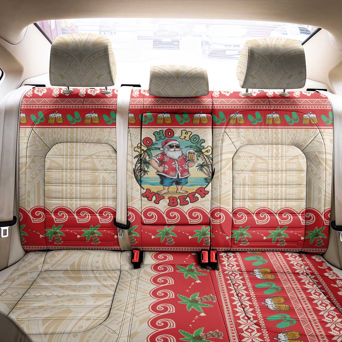 Mele Kalikimaka Hawaii Back Car Seat Cover Funny Beer-Loving Santa Hawaiian Tropical - Polynesian Pride