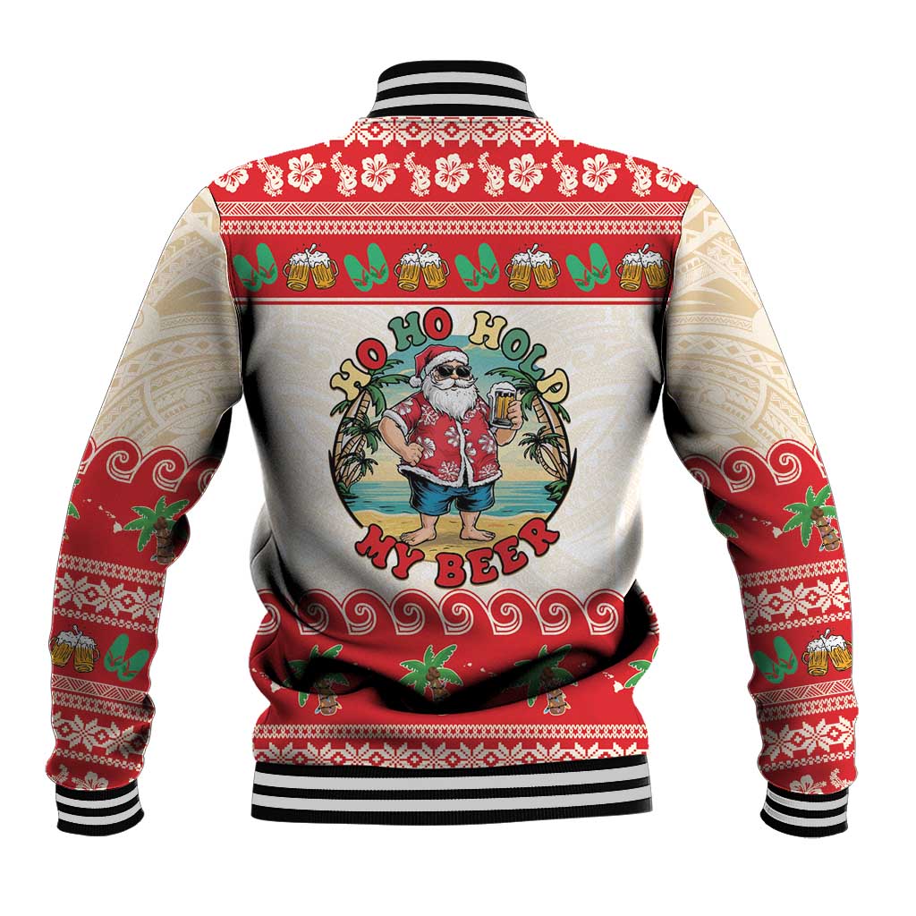 Mele Kalikimaka Hawaii Baseball Jacket Funny Beer-Loving Santa Hawaiian Tropical - Polynesian Pride