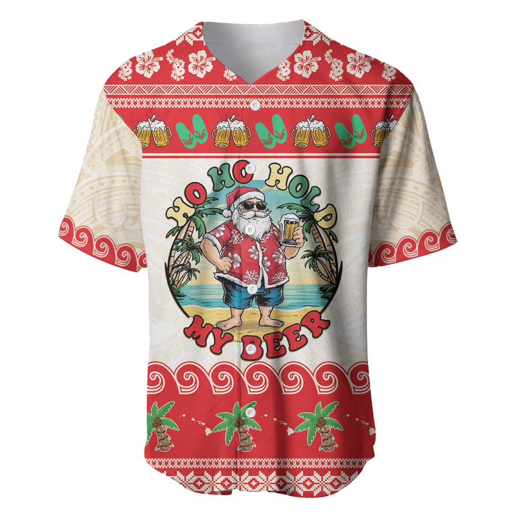 Mele Kalikimaka Hawaii Baseball Jersey Funny Beer-Loving Santa Hawaiian Tropical - Polynesian Pride