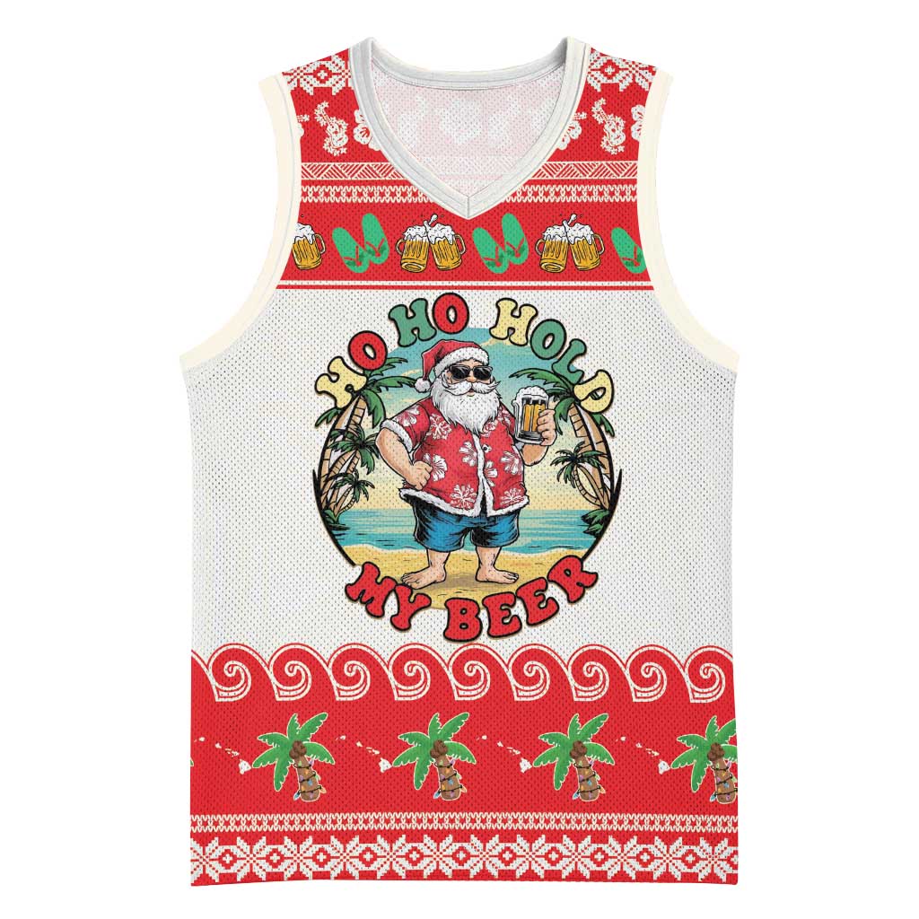 Mele Kalikimaka Hawaii Basketball Jersey Funny Beer-Loving Santa Hawaiian Tropical - Polynesian Pride