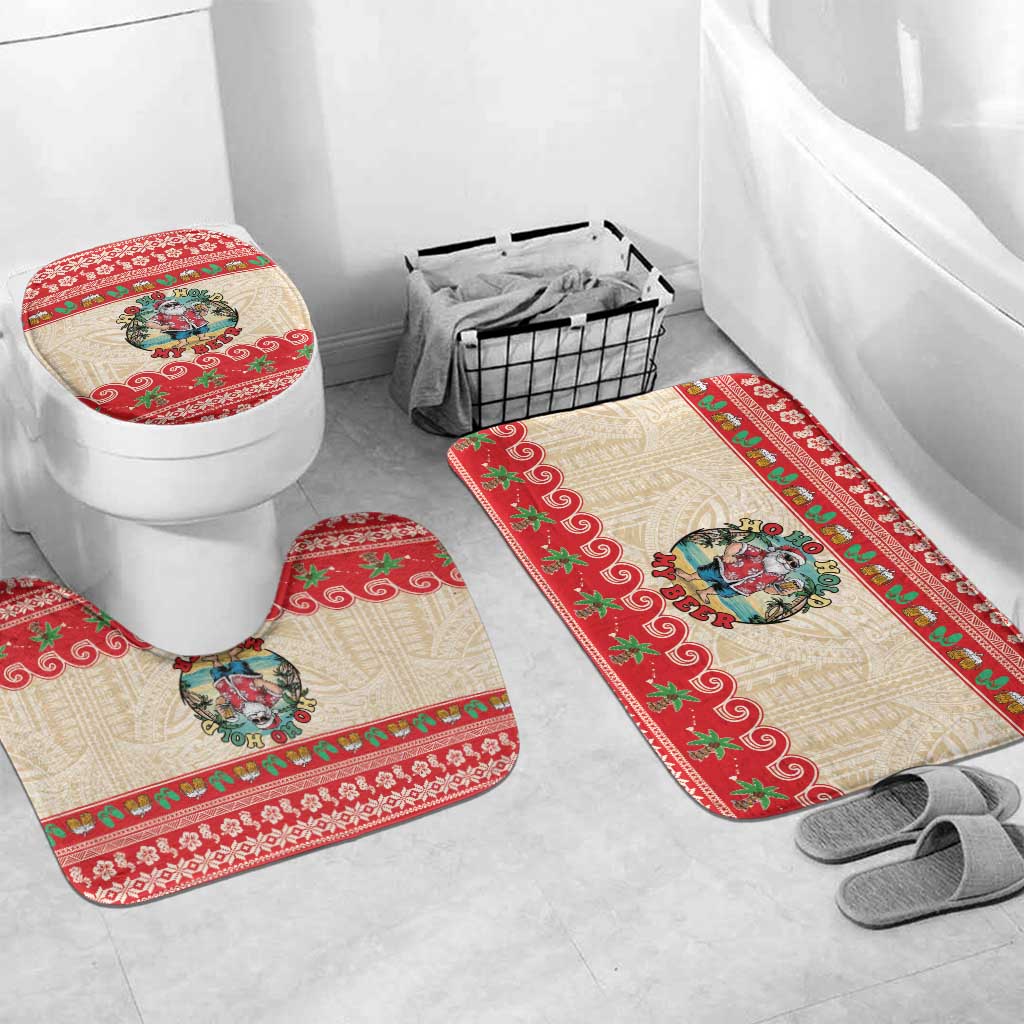 Mele Kalikimaka Hawaii Bathroom Set Funny Beer-Loving Santa Hawaiian Tropical - Polynesian Pride