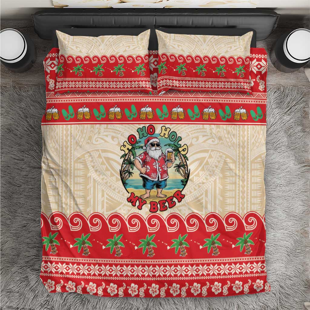 Mele Kalikimaka Hawaii Bedding Set Funny Beer-Loving Santa Hawaiian Tropical - Polynesian Pride