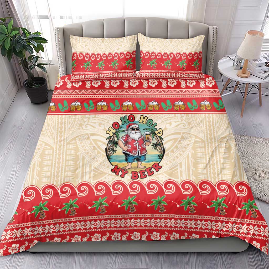 Mele Kalikimaka Hawaii Bedding Set Funny Beer-Loving Santa Hawaiian Tropical - Polynesian Pride