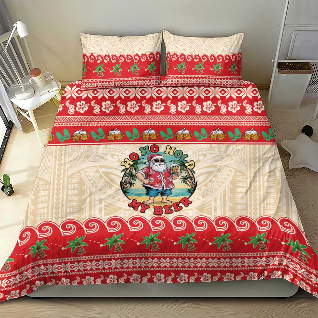 Mele Kalikimaka Hawaii Bedding Set Funny Beer-Loving Santa Hawaiian Tropical - Polynesian Pride