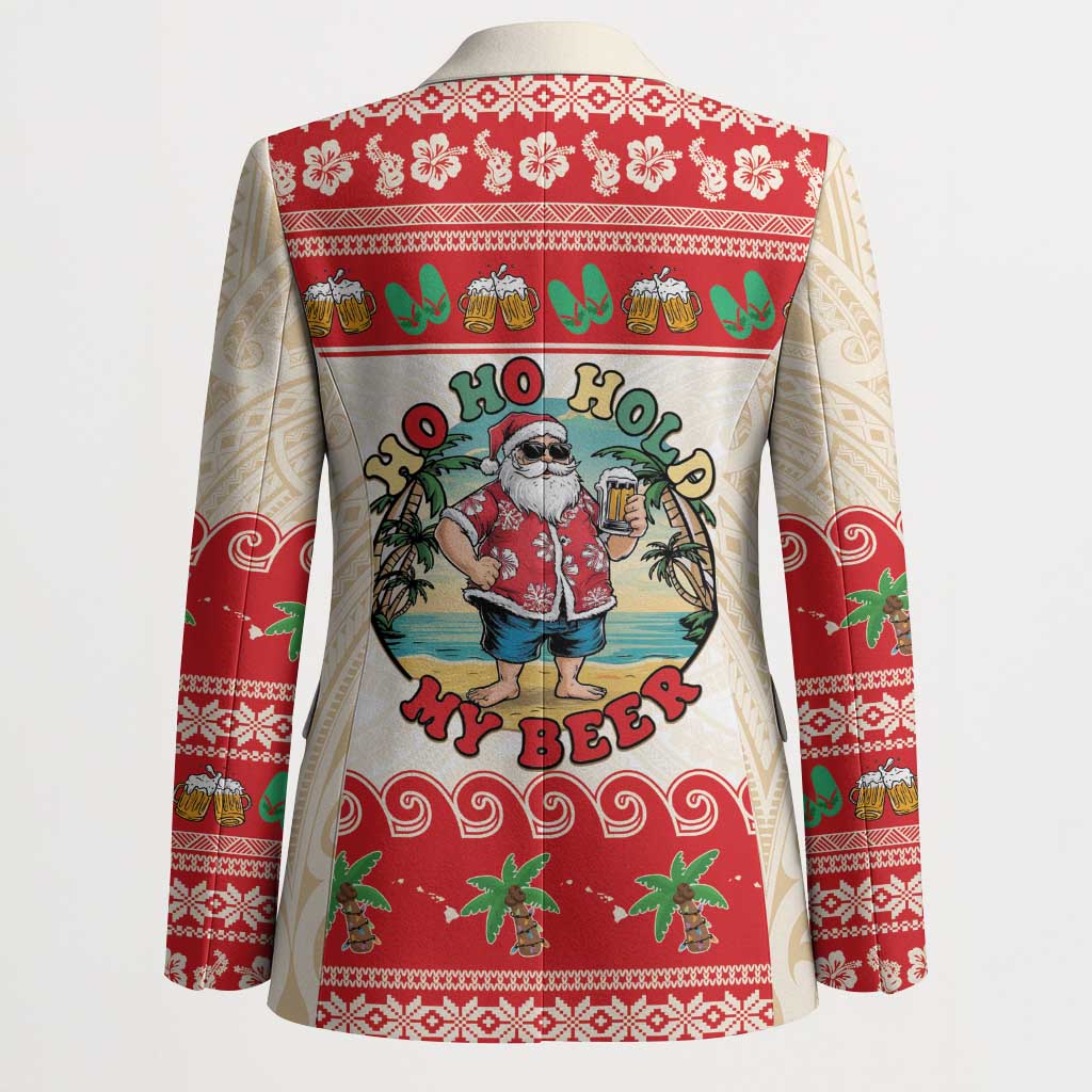 Mele Kalikimaka Hawaii Blazer Funny Beer-Loving Santa Hawaiian Tropical - Polynesian Pride