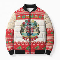 Mele Kalikimaka Hawaii Bomber Puffer Jacket Funny Beer-Loving Santa Hawaiian Tropical - Polynesian Pride