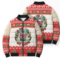 Mele Kalikimaka Hawaii Bomber Puffer Jacket Funny Beer-Loving Santa Hawaiian Tropical - Polynesian Pride
