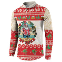 Mele Kalikimaka Hawaii Button Sweatshirt Funny Beer-Loving Santa Hawaiian Tropical - Polynesian Pride