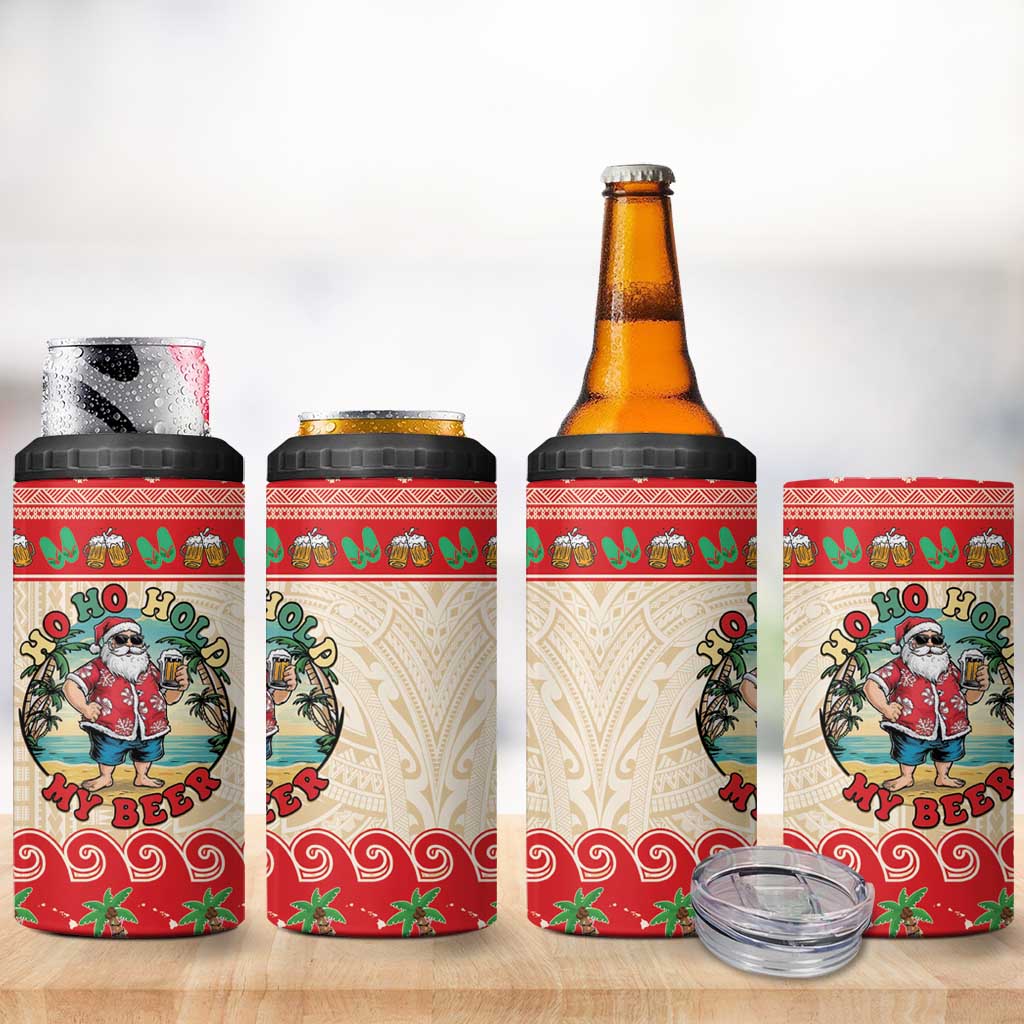 Mele Kalikimaka Hawaii 4 in 1 Can Cooler Tumbler Funny Beer-Loving Santa Hawaiian Tropical - Polynesian Pride