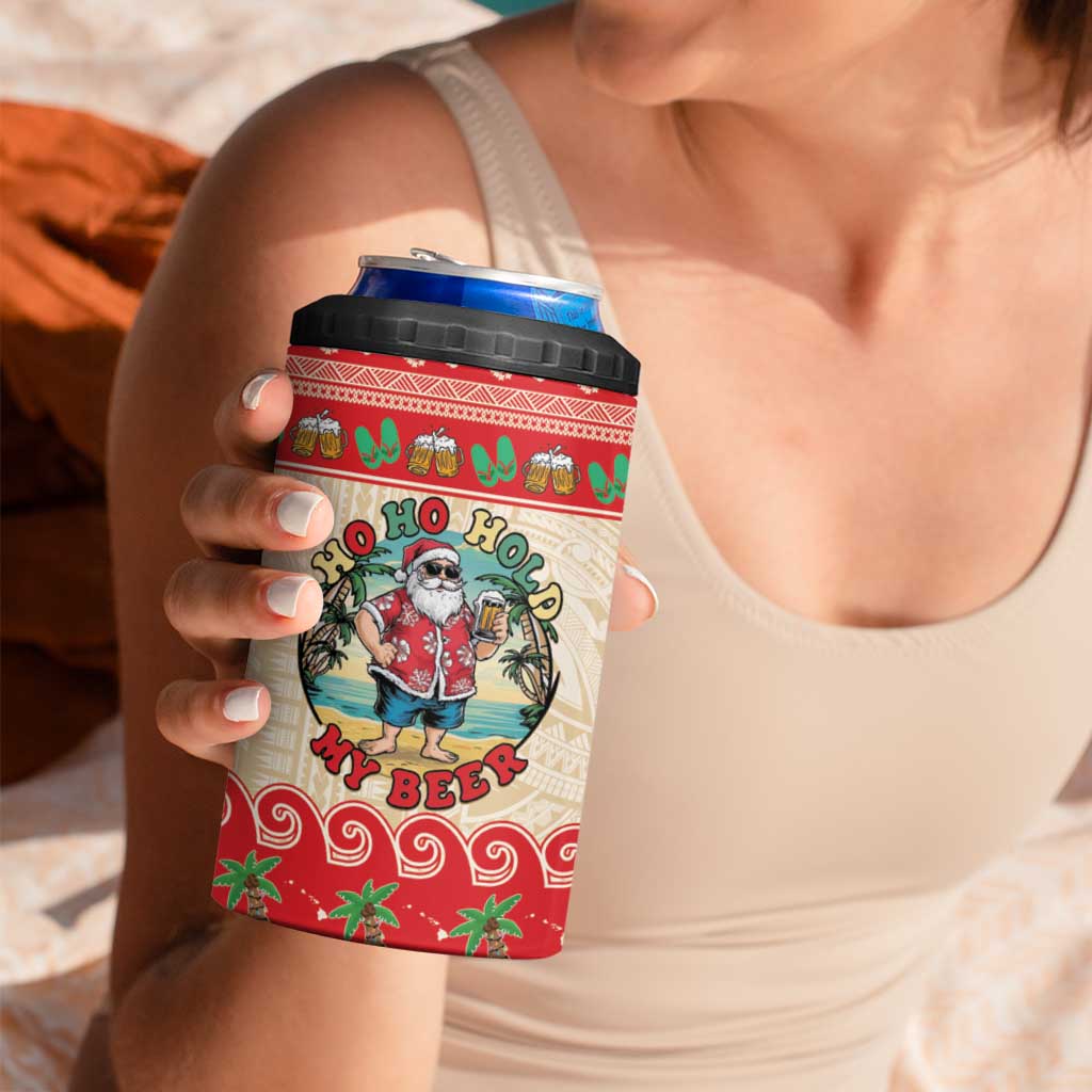 Mele Kalikimaka Hawaii 4 in 1 Can Cooler Tumbler Funny Beer-Loving Santa Hawaiian Tropical - Polynesian Pride