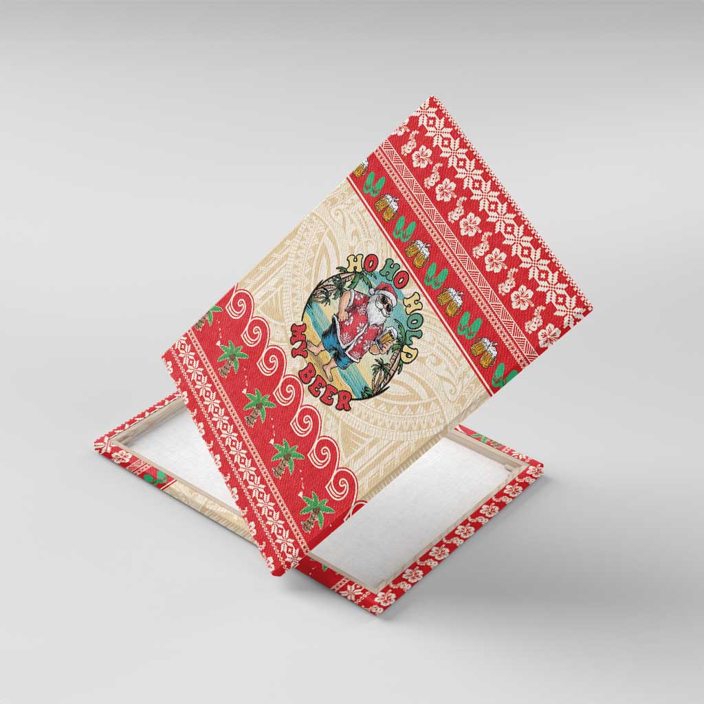 Mele Kalikimaka Hawaii Canvas Wall Art Funny Beer-Loving Santa Hawaiian Tropical - Polynesian Pride