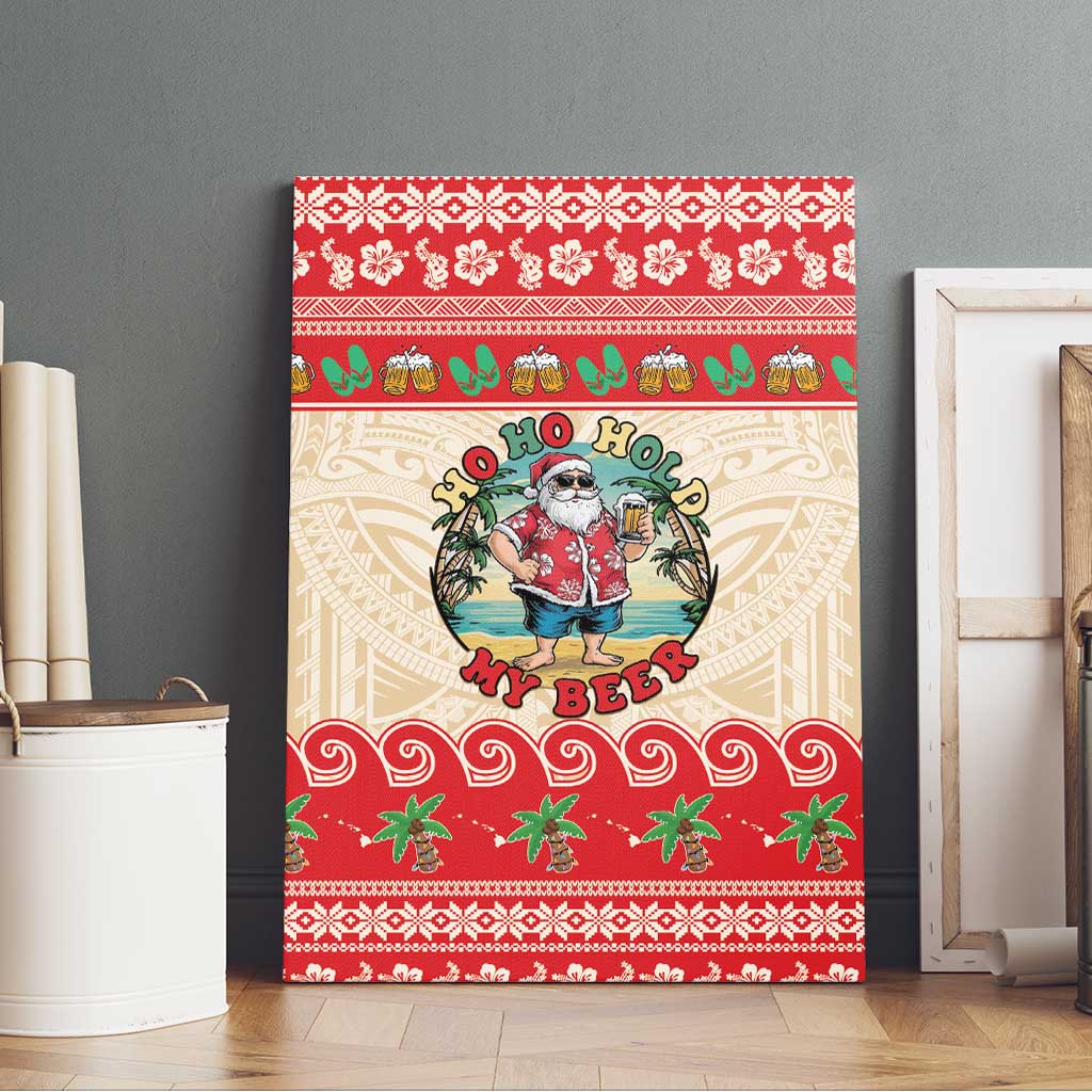 Mele Kalikimaka Hawaii Canvas Wall Art Funny Beer-Loving Santa Hawaiian Tropical - Polynesian Pride