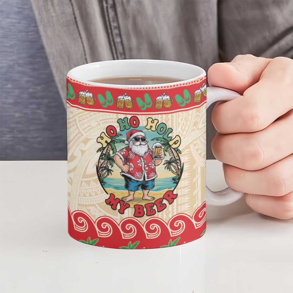 Mele Kalikimaka Hawaii Ceramic Mug Funny Beer-Loving Santa Hawaiian Tropical - Polynesian Pride