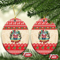 Mele Kalikimaka Hawaii Ceramic Ornament Funny Beer-Loving Santa Hawaiian Tropical - Polynesian Pride