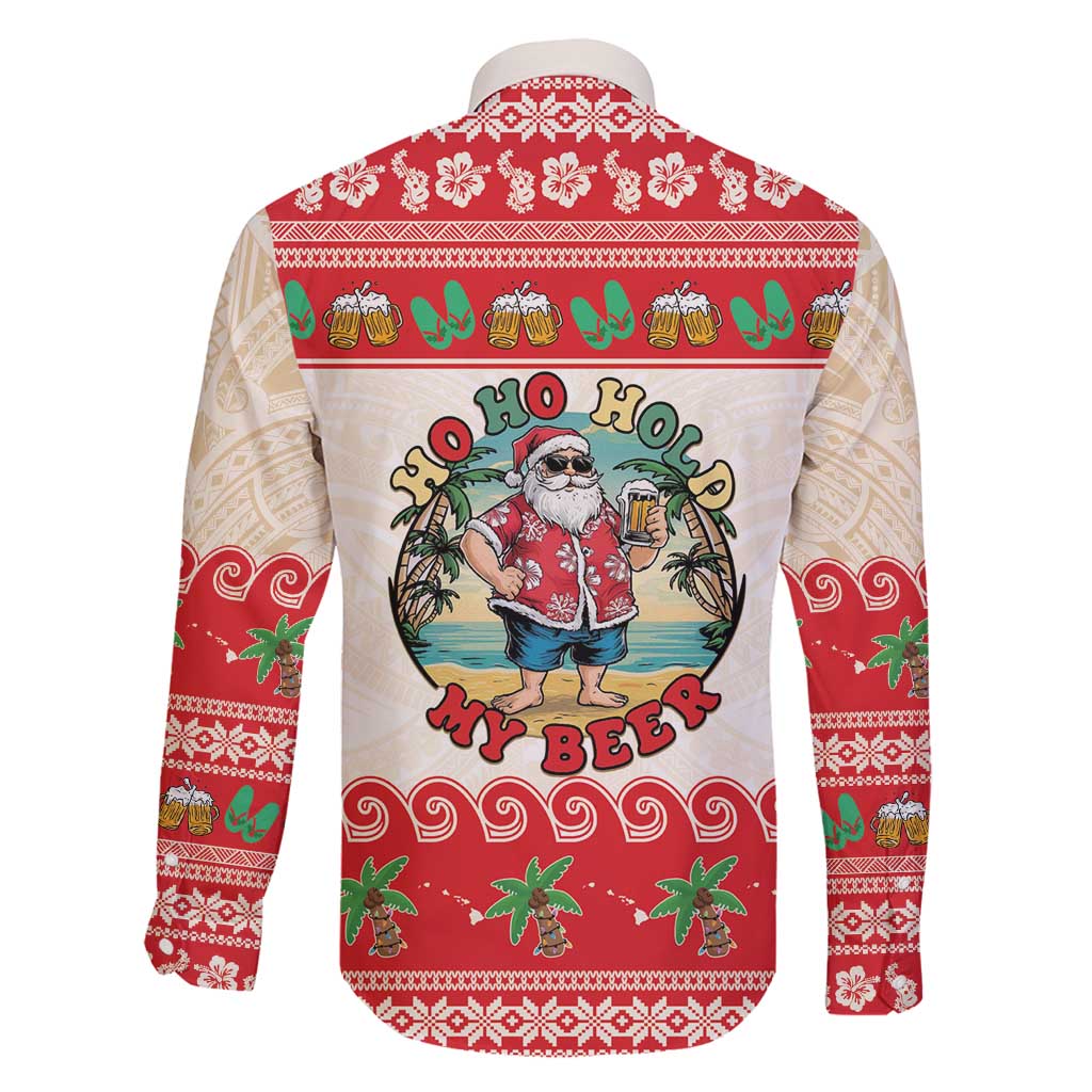 Mele Kalikimaka Hawaii Family Matching Long Sleeve Bodycon Dress and Hawaiian Shirt Funny Beer-Loving Santa Hawaiian Tropical - Polynesian Pride
