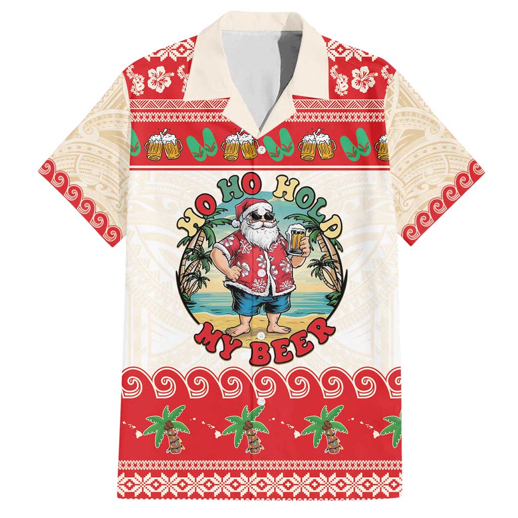 Mele Kalikimaka Hawaii Family Matching Off Shoulder Maxi Dress and Hawaiian Shirt Funny Beer-Loving Santa Hawaiian Tropical - Polynesian Pride