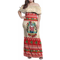 Mele Kalikimaka Hawaii Family Matching Off Shoulder Maxi Dress and Hawaiian Shirt Funny Beer-Loving Santa Hawaiian Tropical - Polynesian Pride