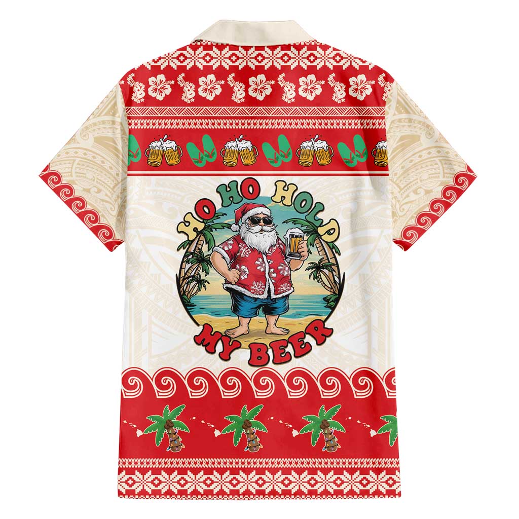 Mele Kalikimaka Hawaii Family Matching Off Shoulder Short Dress and Hawaiian Shirt Funny Beer-Loving Santa Hawaiian Tropical - Polynesian Pride