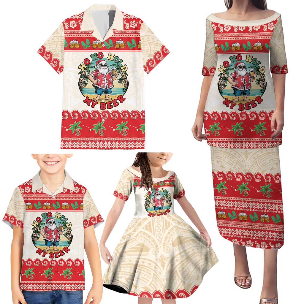 Mele Kalikimaka Hawaii Family Matching Puletasi and Hawaiian Shirt Funny Beer-Loving Santa Hawaiian Tropical LT14 - Polynesian Pride