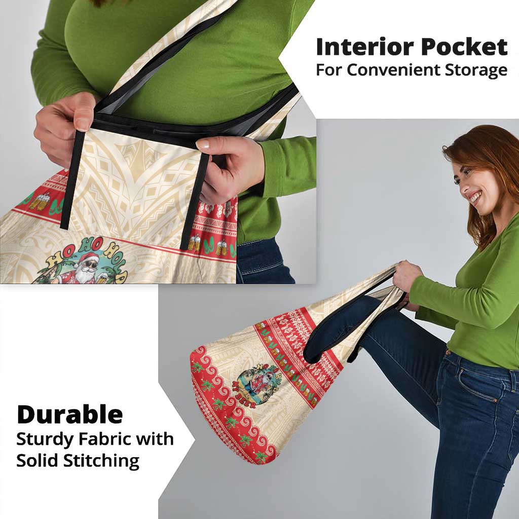 Mele Kalikimaka Hawaii Grocery Bag Funny Beer-Loving Santa Hawaiian Tropical - Polynesian Pride