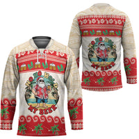 Mele Kalikimaka Hawaii Hockey Jersey Funny Beer-Loving Santa Hawaiian Tropical - Polynesian Pride