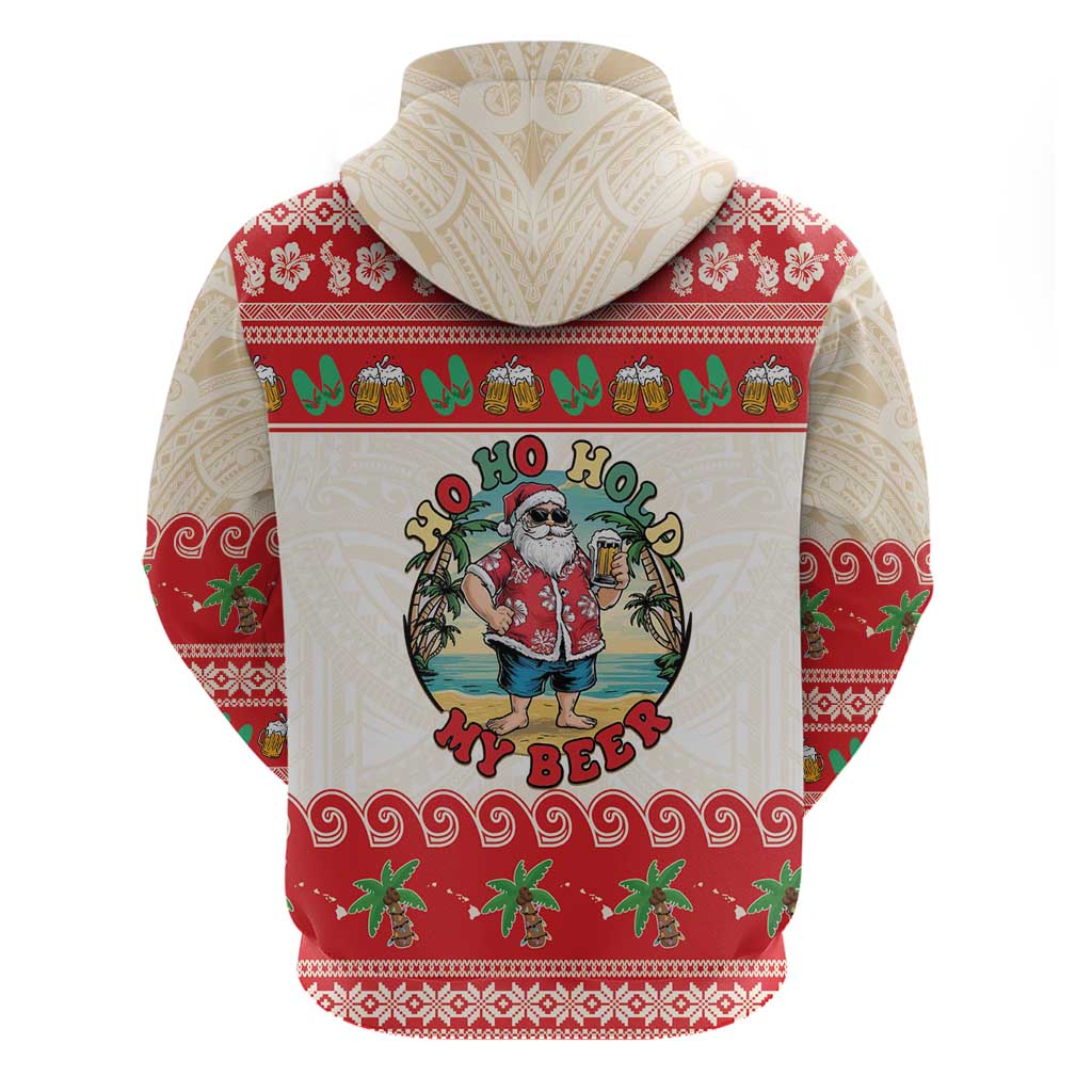 Mele Kalikimaka Hawaii Hoodie Funny Beer-Loving Santa Hawaiian Tropical - Polynesian Pride