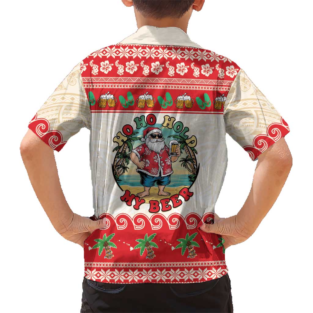 Mele Kalikimaka Hawaii Kid Hawaiian Shirt Funny Beer-Loving Santa Hawaiian Tropical LT14 - Polynesian Pride