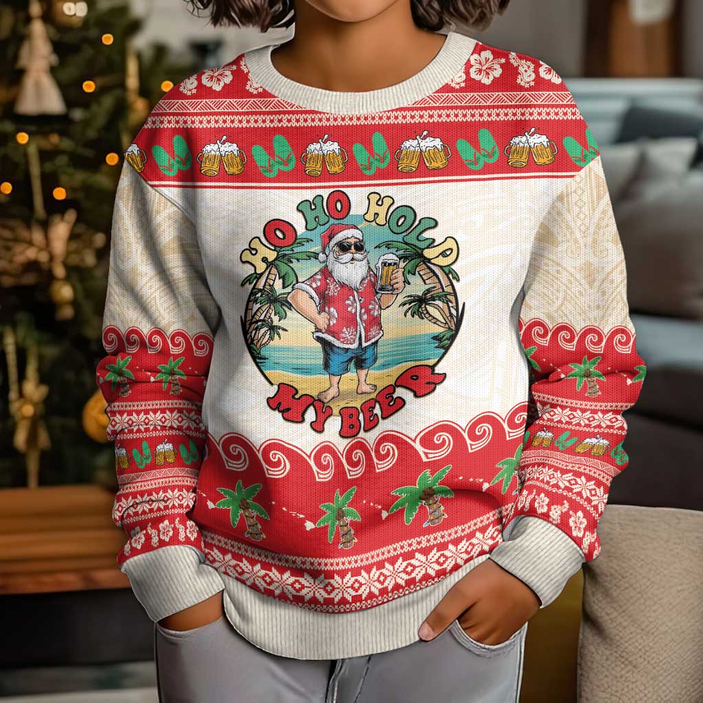 Mele Kalikimaka Hawaii Kid Ugly Christmas Sweater Funny Beer-Loving Santa Hawaiian Tropical - Polynesian Pride