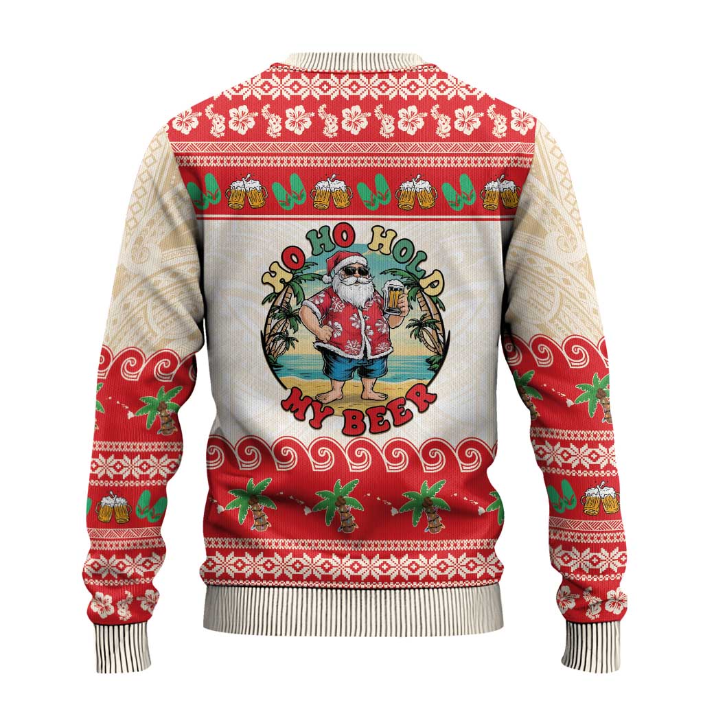 Mele Kalikimaka Hawaii Ugly Christmas Sweater Funny Beer-Loving Santa Hawaiian Tropical - Polynesian Pride
