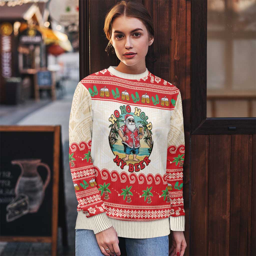 Mele Kalikimaka Hawaii Ugly Christmas Sweater Funny Beer-Loving Santa Hawaiian Tropical - Polynesian Pride