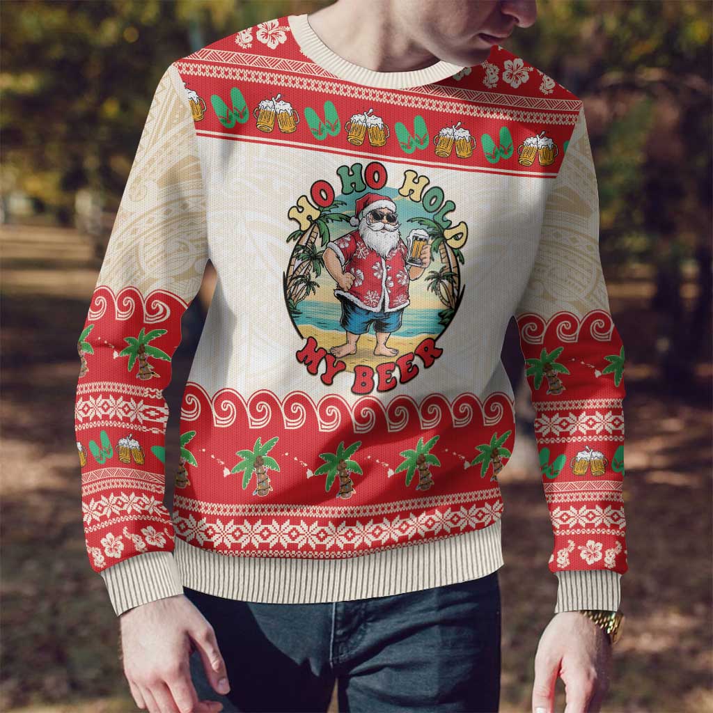 Mele Kalikimaka Hawaii Ugly Christmas Sweater Funny Beer-Loving Santa Hawaiian Tropical - Polynesian Pride