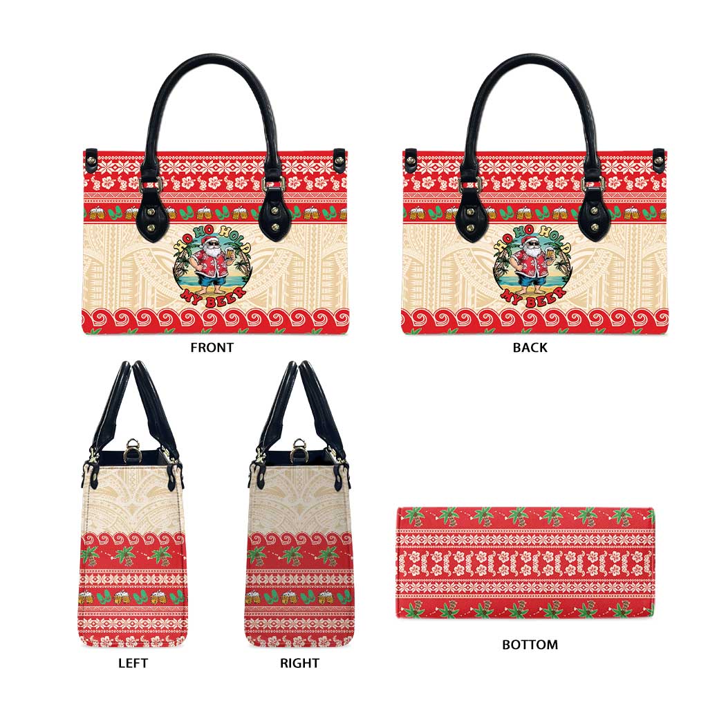 Mele Kalikimaka Hawaii Leather Bag Funny Beer-Loving Santa Hawaiian Tropical - Polynesian Pride