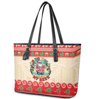 Mele Kalikimaka Hawaii Leather Tote Bag Funny Beer-Loving Santa Hawaiian Tropical - Polynesian Pride