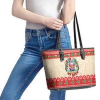 Mele Kalikimaka Hawaii Leather Tote Bag Funny Beer-Loving Santa Hawaiian Tropical - Polynesian Pride