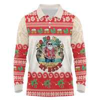 Mele Kalikimaka Hawaii Long Sleeve Polo Shirt Funny Beer-Loving Santa Hawaiian Tropical - Polynesian Pride