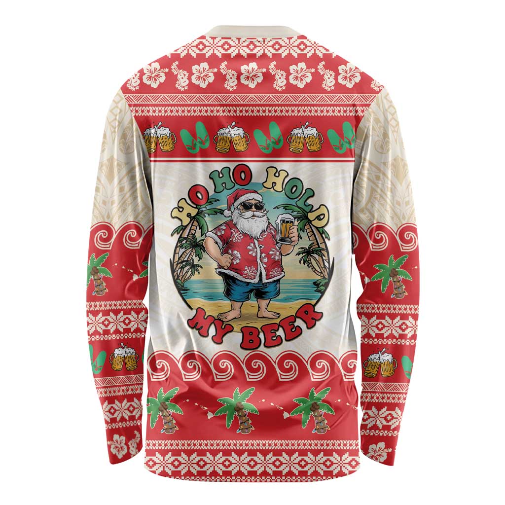 Mele Kalikimaka Hawaii Long Sleeve Shirt Funny Beer-Loving Santa Hawaiian Tropical - Polynesian Pride