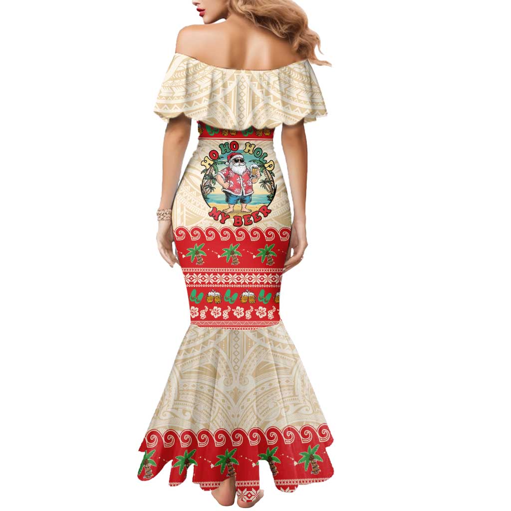 Mele Kalikimaka Hawaii Mermaid Dress Funny Beer-Loving Santa Hawaiian Tropical - Polynesian Pride