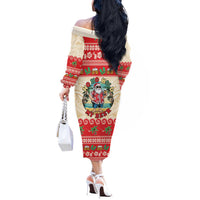 Mele Kalikimaka Hawaii Off The Shoulder Long Sleeve Dress Funny Beer-Loving Santa Hawaiian Tropical - Polynesian Pride